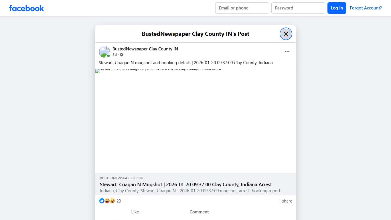 Stewart, Coagan N mugshot... - BustedNewspaper Clay County IN Facebook
